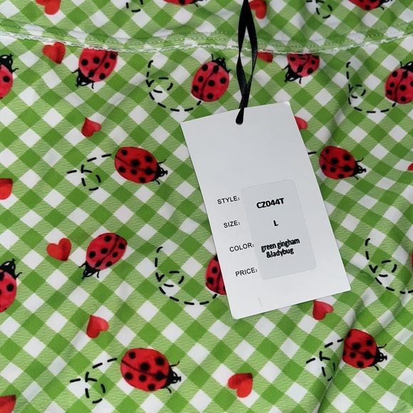 Unique Vintage high waisted bikini bottoms green gingham with ladybugs NWT - Picture 4 of 7